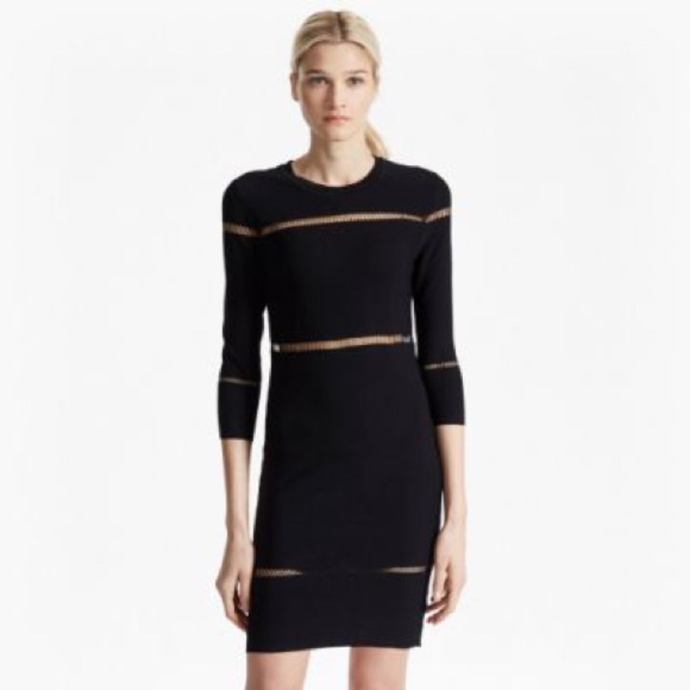• french connection • ladder cut out black dress